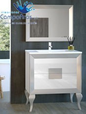 Elegancia y diseño en este funcional mueble L-Gant Kuadrus con patas Campoaras. Medidas de muebles de baño