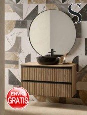 Mueble de lavabo Yuca lavabo de sobreponer en negro mate.