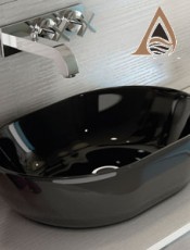 Lavabo MÓNACO 48 Negro Brillo sin Rebosadero Porcelana