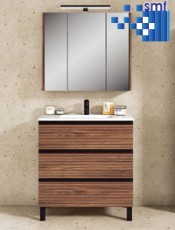 Mueble de baño con 3 cajones y patas, diseño moderno y funcional para maximizar espacio y almacenamiento eficiente