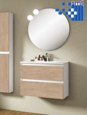 Mueble de baño suspendido Valencia, 2 cajones modernos, estilo minimalista para espacios elegantes y funcionales.