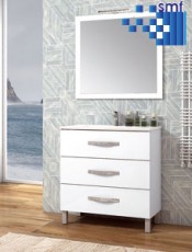 Mueble de baño Cáceres con 3 cajones y patas: diseño moderno, funcional y perfecto para optimizar el espacio de tu baño.