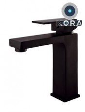 Monomando de lavabo KU Negro: diseño contemporáneo, acabado negro mate, elegante y funcional para baños modernos.