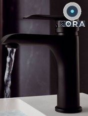 Monomando de lavabo KOBA Negro: diseño minimalista, acabado negro mate, alta calidad y funcionalidad para baños modernos.