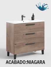 NATALIA Mueble de baño moderno 3 cajones y patas Niagara