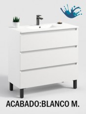 KLOE Mueble de baño 3 cajones con patas Blanco Mate