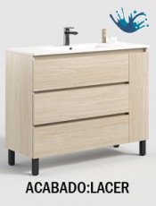 Porque la belleza esta en los detalles, mira este mueble Kloe con patas al suelo Melamina Muebles de baño 3 cajones y puerta