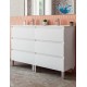KLOE Mueble de baño 6 cajones con patas doble seno Blanco Mate