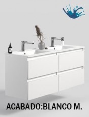 KLOE Mueble de baño 4 cajones suspendido moderno Blanco Mate