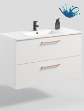 NEOS Mueble de baño con lavabo suspendido 2 cajones Blanco Mate