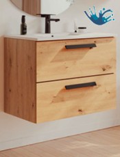 NATALIA. Mueble de baño moderno suspendido 2 cajones Melamina