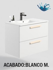 NATALIA. Mueble de baño moderno suspendido 2 cajones Blanco Mate