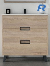 Mueble de baño LARA 3 cajones y patas Roble Bardolino