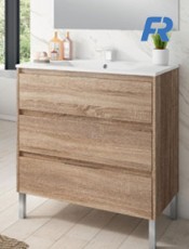 Mueble de baño moderno VELA 3 cajones Roble Bardolino.