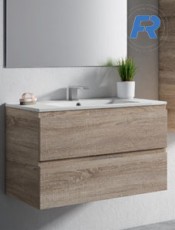 Mueble de baño suspendido BOX 2 cajones Roble Bardolino