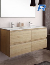 ... Mueble de baño MOTRIL Suspendido doble seno Bambú