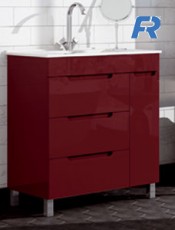 Mueble de baño NOA 3 cajones y 1 puerta. Burdeos