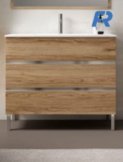 ...Mueble de baño con patas MONZA 3 Cajones Natural Nebraska