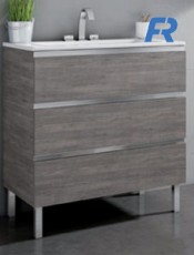 ...Mueble de baño con patas MONZA 3 Cajones Roble Joplin