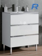 ...Mueble de baño con patas MONZA 3 Cajones Blanco Brillo