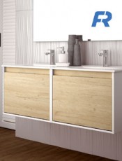 Mueble de baño ALTEA Suspendido Doble Seno Blanco/Bambú