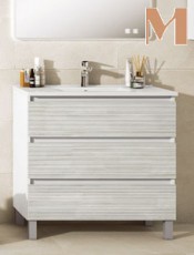 Mueble de baño Castellón Blanco/Polar con 3 cajones y patas, diseño moderno y funcional para optimizar tu espacio.