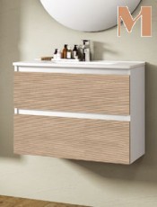 Mueble de baño suspendido Valencia Blanco/Alcatraz, 2 cajones modernos, estilo minimalista para espacios elegantes y funcionales