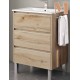 .. Mueble de baño con patas VESTA Roble Hércules 3 cajones.