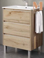 .. Mueble de baño con patas VESTA Roble Hércules 3 cajones.