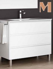 .. Mueble de baño con patas VESTA Blanco Brillo 3 cajones.