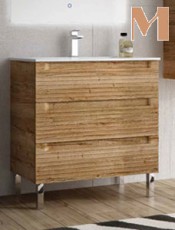 . Mueble de baño con patas FREVO Roble Halifax 3 cajones 