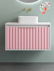 . SAONA Blanco/Rosa. Mueble de baño suspendido.