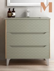 Mueble de Baño GOBI 3 cajones y patas Roble Ocre-Verde Álamo