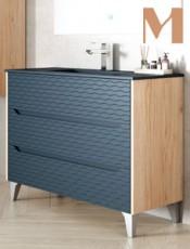 Mueble de Baño GOBI con patas Roble Ocre/Azul Lavanda