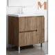 Mueble de baño con patas KRABI 2 cajones y puerta Roble Claro