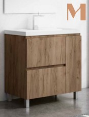 Mueble de baño con patas KRABI 2 cajones y puerta Roble Claro