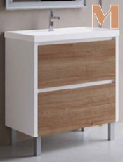 Mueble de baño MANILA 2 Cajones con patas Blanco/Roble Romance