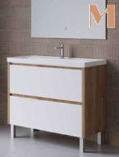 Mueble baño 2 cajones MANILA con patas Roble Romance/Blanco