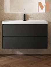 Mueble baño suspendido PORTUS 2 cajones Antracita