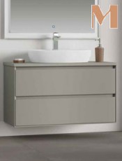 Mueble de Lavabo PORTUS suspendido 2 cajones Greige