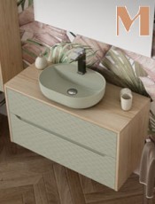 Mueble de baño TANAMI suspendido 2 cajones Roble/Verde Álamo