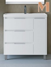 Mueble baño 3 cajones con puerta VERÍN Blanco Brillo