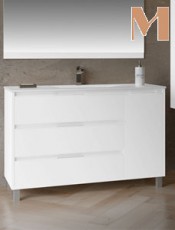 Mueble de Baño VERÍN 3 cajones y puerta con patas Blanco Brillo