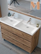 Mueble de baño Doble seno VERÍN con patas Roble Claro