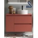 Mueble de baño suspendido NOJA 85 cm 2 cajones + puerta Red Satin