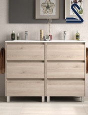 Mueble de baño con patas NOJA 120 cm 6 cajones Natural
