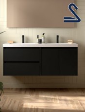 Mueble de baño suspendido NOJA 140 cm Black Satín
