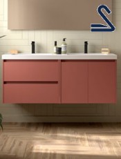 Mueble baño suspendido NOJA 140 cm Toscana Rojo Satinado