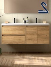 Mueble de baño suspendido NOJA 140 cm Toscana Roble África 