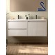 Mueble de baño suspendido NOJA 140 cm Toscana Blanco Brillo